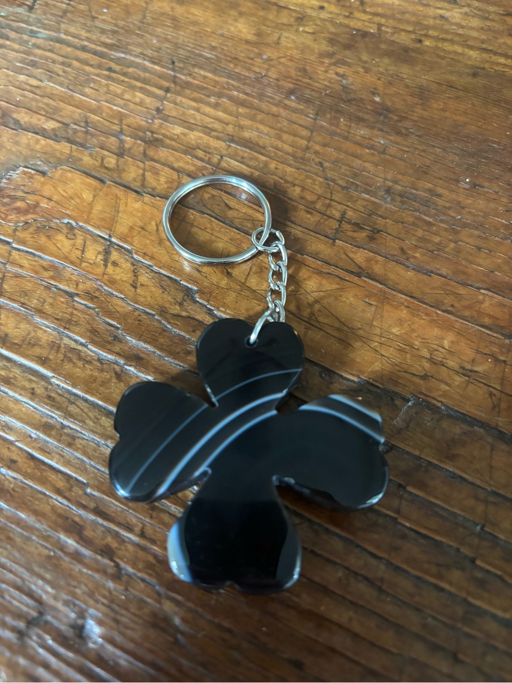 Black Clover-Shaped Keychain Charm - Women Accessories